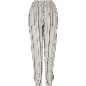 Linen Striped Women's Pants - Black and Cream Size Small